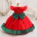 【6M-4Y】Girls Ruffled Sleeves Party Mesh Dress