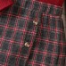 【18M-6Y】Girl Sweet Retro Burgundy Square Neck Long-sleeved T-shirt And Plaid Skirt Set