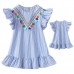 Cute Toddler Kids Baby Girl Summer Dress Ruffles V  neck Tassel Striped Princess Girls Party Dresses Sundress Clothes