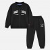 【18M-10Y】2-piece Unisex Kids Letter Embroidered Jacket And Pants Set