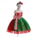 【3Y-10Y】2-piece Girls Christmas Sequin Sleeveless Princess Dress With Hairband