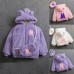 【18M-8Y】2-piece Girls Thick Letter Embroidered Hooded Fleece Jacket With Bag