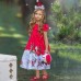 【4Y-12Y】Girls Christmas Print Short Sleeve Princess Dress