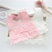 Baby Girl Waterproof Bib Multilayer Cutout Snap Design Princess Rice Pocket  White